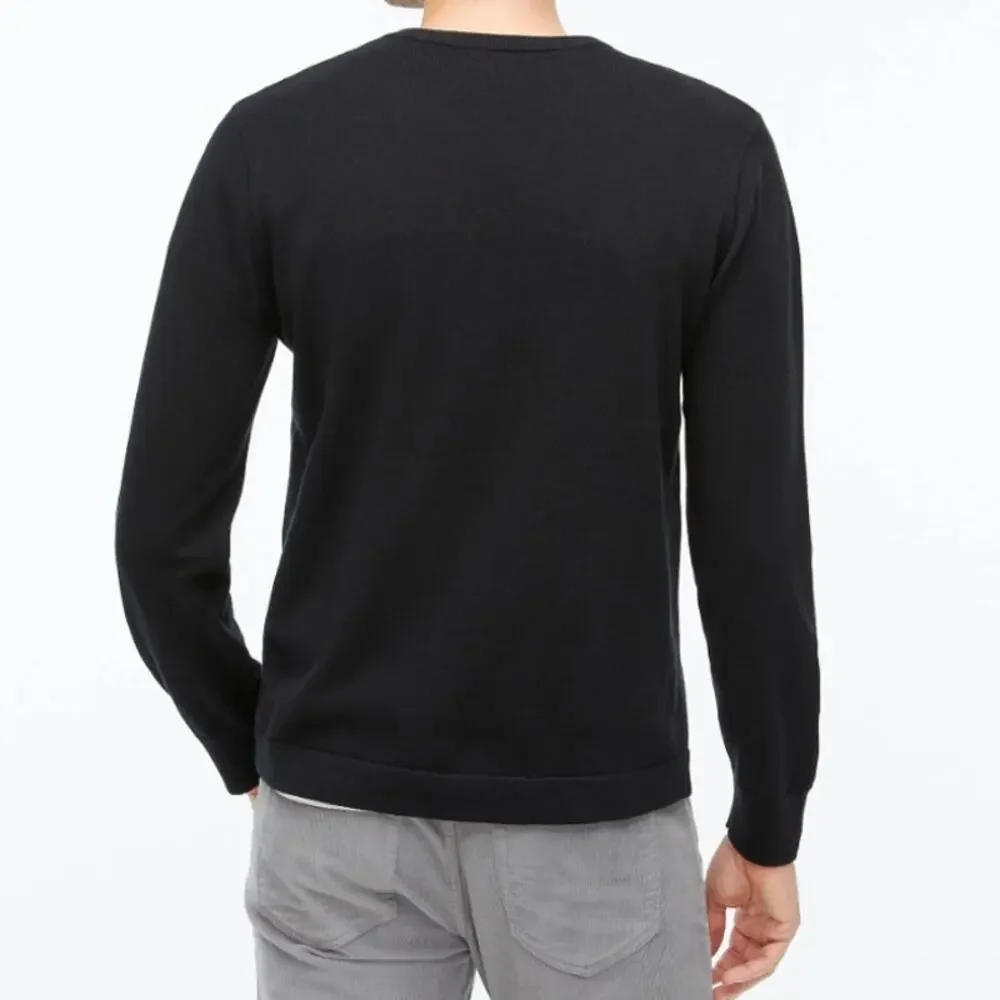 J.Crew Cotton Crewneck Sweater-Tee Mens S Black Classic Fit Lightweight Pullover
